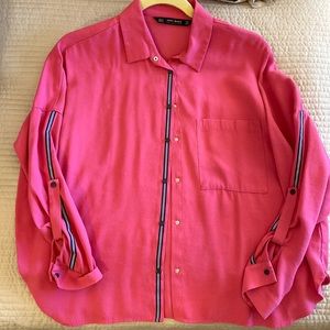 Zara hot pink button down